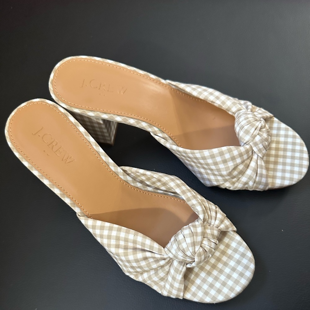 J Crew Printed knot block-heel sandals